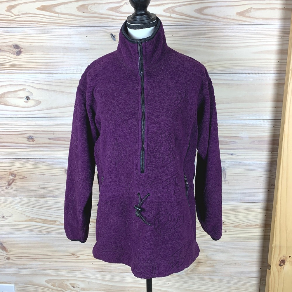 REI Fleece Pulloverโ Womens XS Purple Petroglyph 1/2 Zip Parka Hiking Jacket